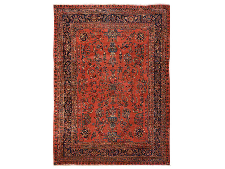 10'4" x 14'4" Vintage Hand Knotted Red Wool Rectangle Oriental Rug - MOA10278498