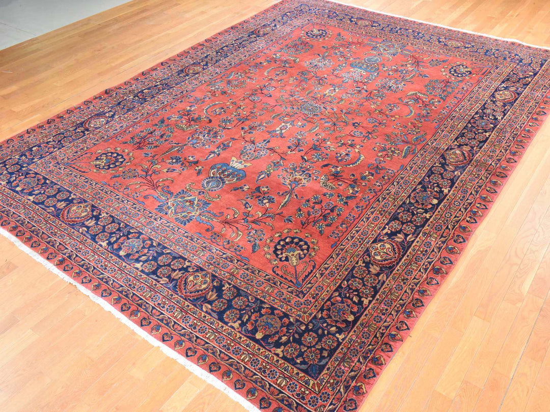10'4" x 14'4" Vintage Hand Knotted Red Wool Rectangle Oriental Rug - MOA10278498