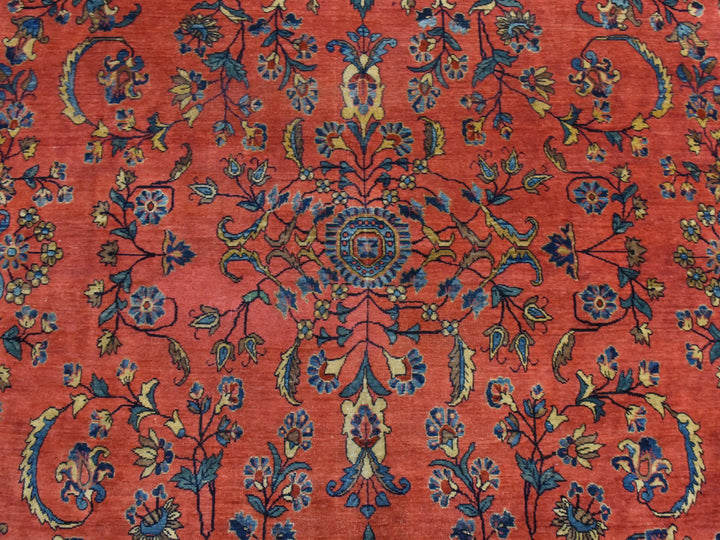 10'4" x 14'4" Vintage Hand Knotted Red Wool Rectangle Oriental Rug - MOA10278498