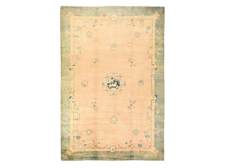10'8" x 15'8" Vintage Hand Knotted Pink Wool Rectangle Oriental Rug - MOA10278499