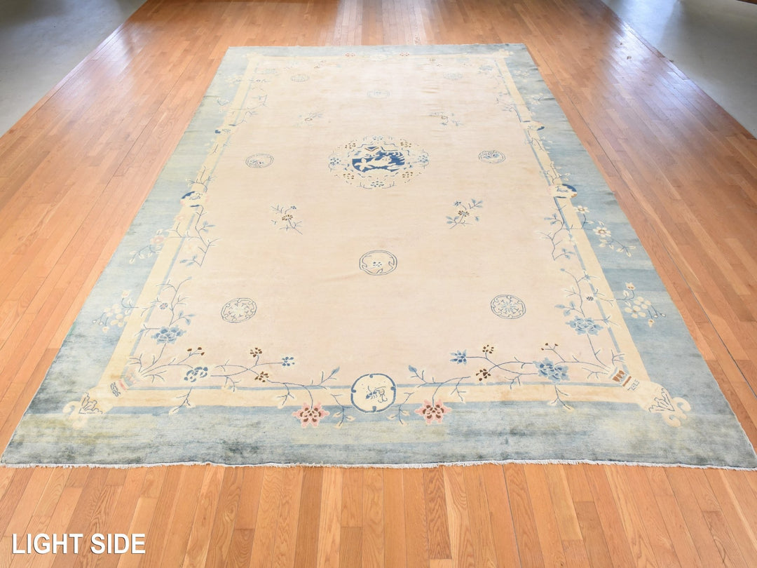 10'8" x 15'8" Vintage Hand Knotted Pink Wool Rectangle Oriental Rug - MOA10278499