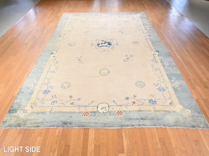 10'8" x 15'8" Vintage Hand Knotted Pink Wool Rectangle Oriental Rug - MOA10278499