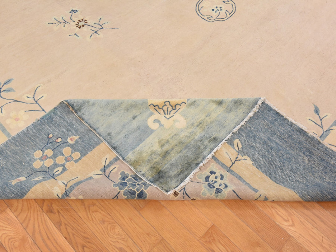 10'8" x 15'8" Vintage Hand Knotted Pink Wool Rectangle Oriental Rug - MOA10278499