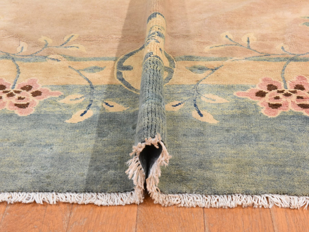 10'8" x 15'8" Vintage Hand Knotted Pink Wool Rectangle Oriental Rug - MOA10278499