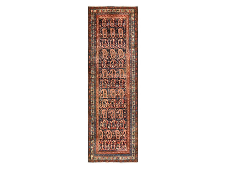 3'10" x 12'5" Vintage Hand Knotted Blue Wool Runner Oriental Rug - MOA10278500