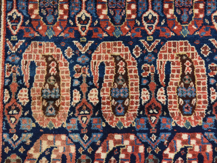 3'10" x 12'5" Vintage Hand Knotted Blue Wool Runner Oriental Rug - MOA10278500