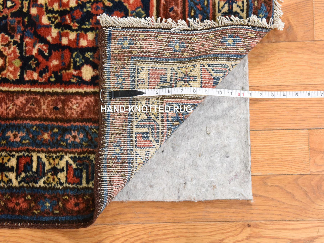3'10" x 12'5" Vintage Hand Knotted Blue Wool Runner Oriental Rug - MOA10278500