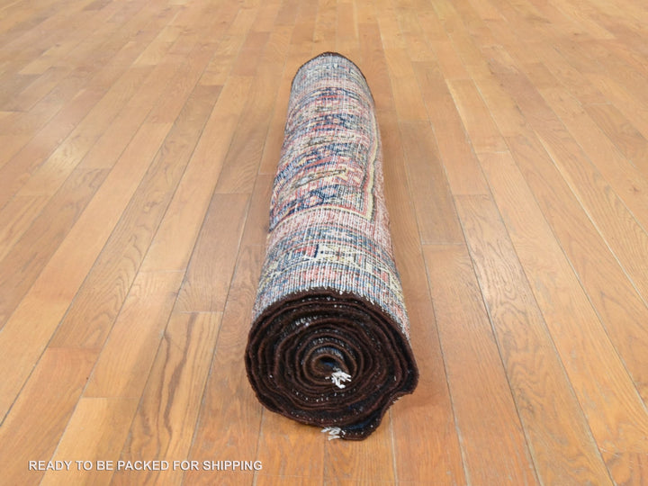 3'10" x 12'5" Vintage Hand Knotted Blue Wool Runner Oriental Rug - MOA10278500