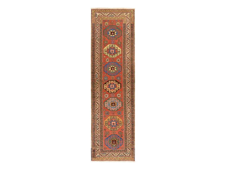 3'4" x 11'2" Vintage Hand Knotted Red Wool Runner Oriental Rug - MOA10278502