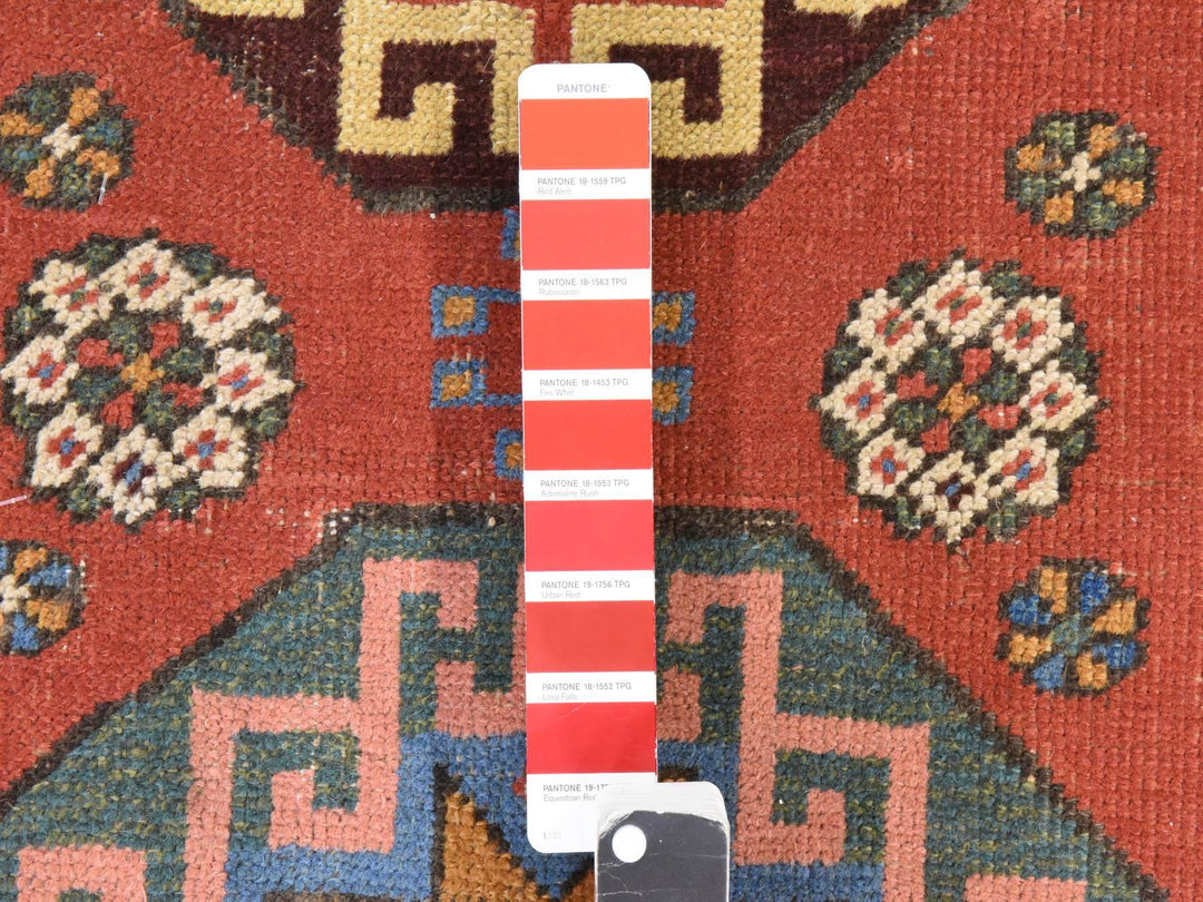 3'4" x 11'2" Vintage Hand Knotted Red Wool Runner Oriental Rug - MOA10278502