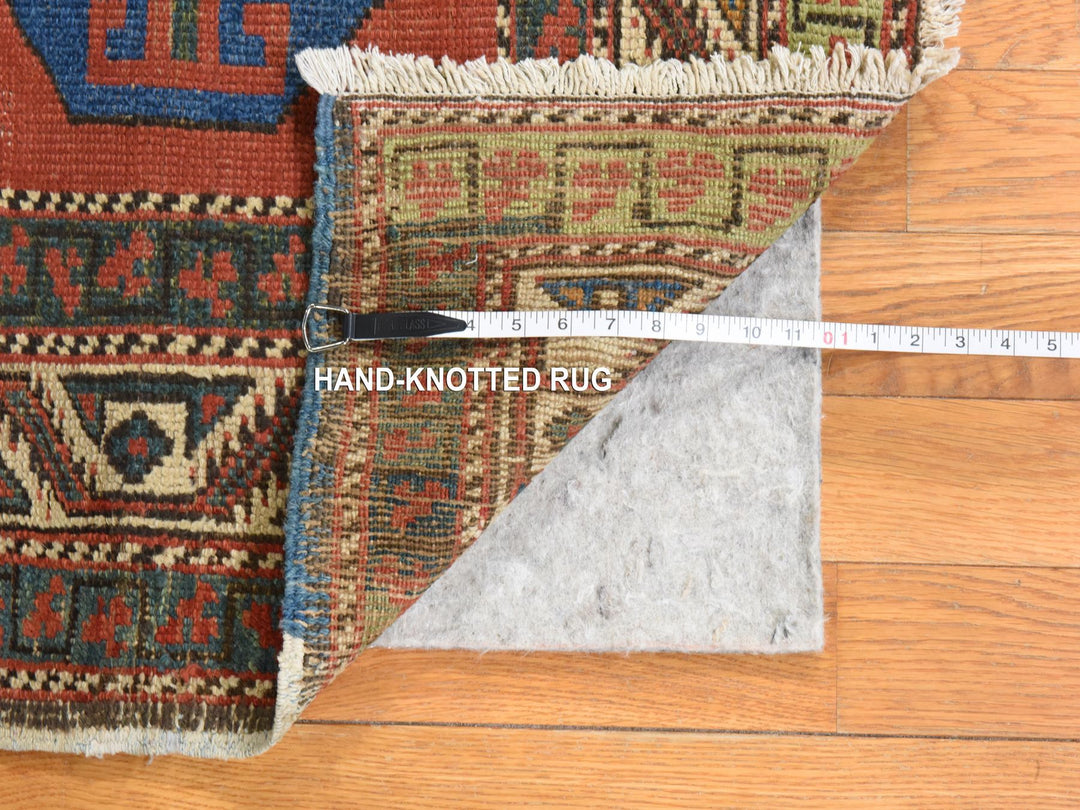 3'4" x 11'2" Vintage Hand Knotted Red Wool Runner Oriental Rug - MOA10278502