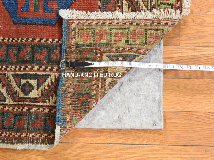 3'4" x 11'2" Vintage Hand Knotted Red Wool Runner Oriental Rug - MOA10278502