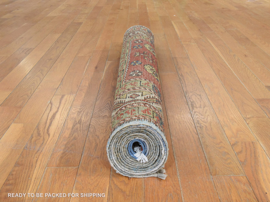 3'4" x 11'2" Vintage Hand Knotted Red Wool Runner Oriental Rug - MOA10278502