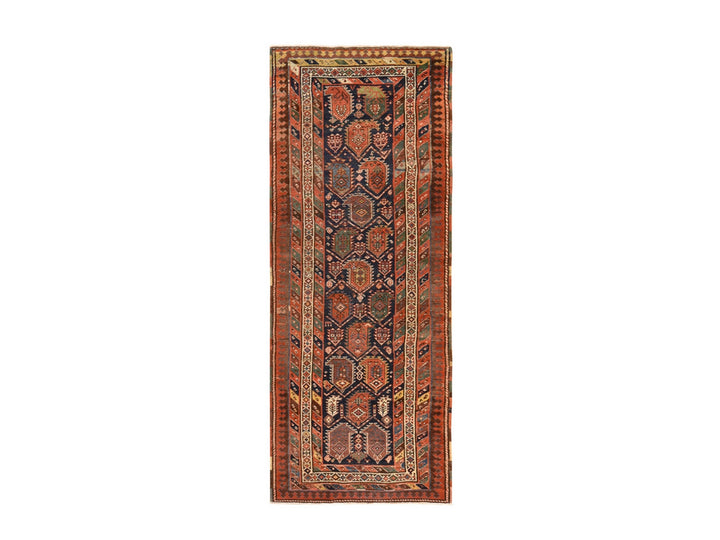 3'10" x 9'10" Vintage Hand Knotted Blue Wool Runner Oriental Rug - MOA10278504