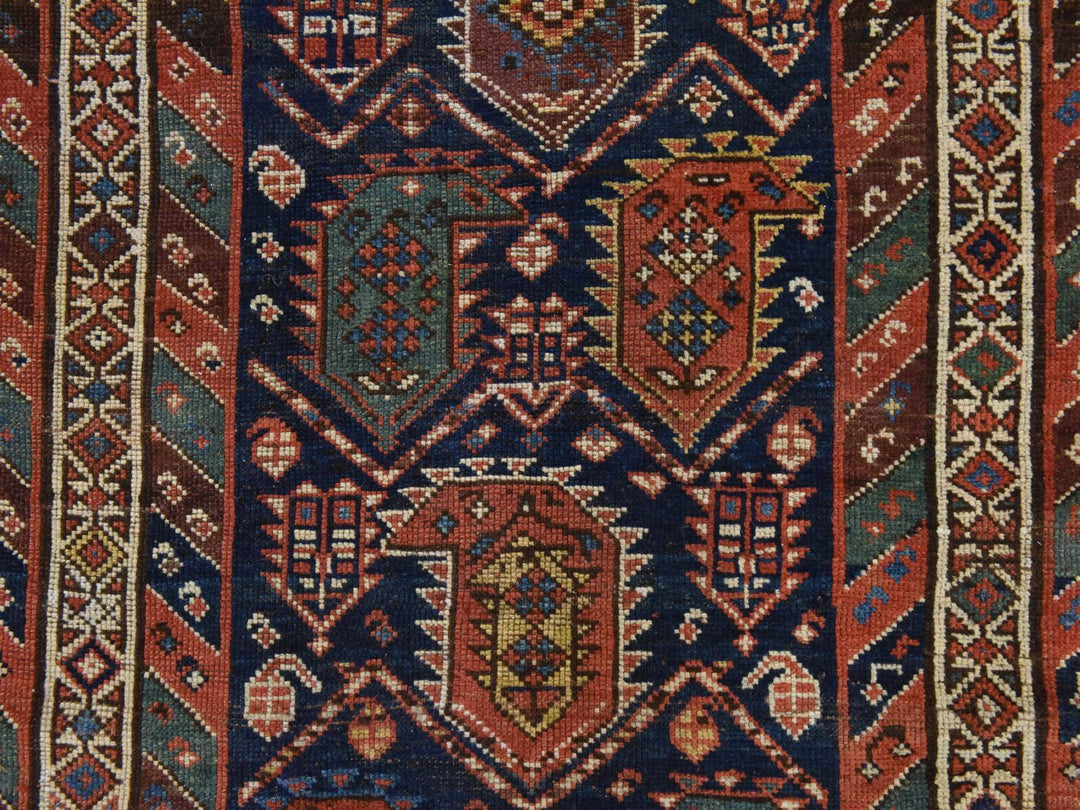 3'10" x 9'10" Vintage Hand Knotted Blue Wool Runner Oriental Rug - MOA10278504