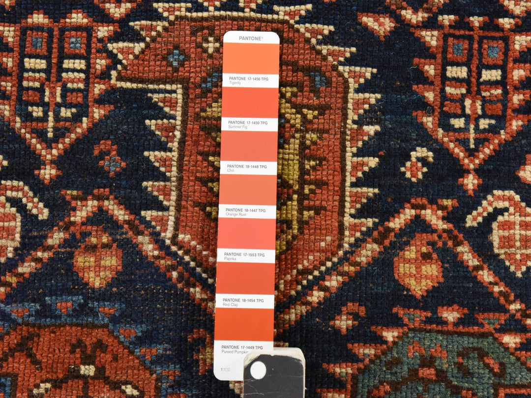 3'10" x 9'10" Vintage Hand Knotted Blue Wool Runner Oriental Rug - MOA10278504