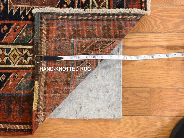 3'10" x 9'10" Vintage Hand Knotted Blue Wool Runner Oriental Rug - MOA10278504
