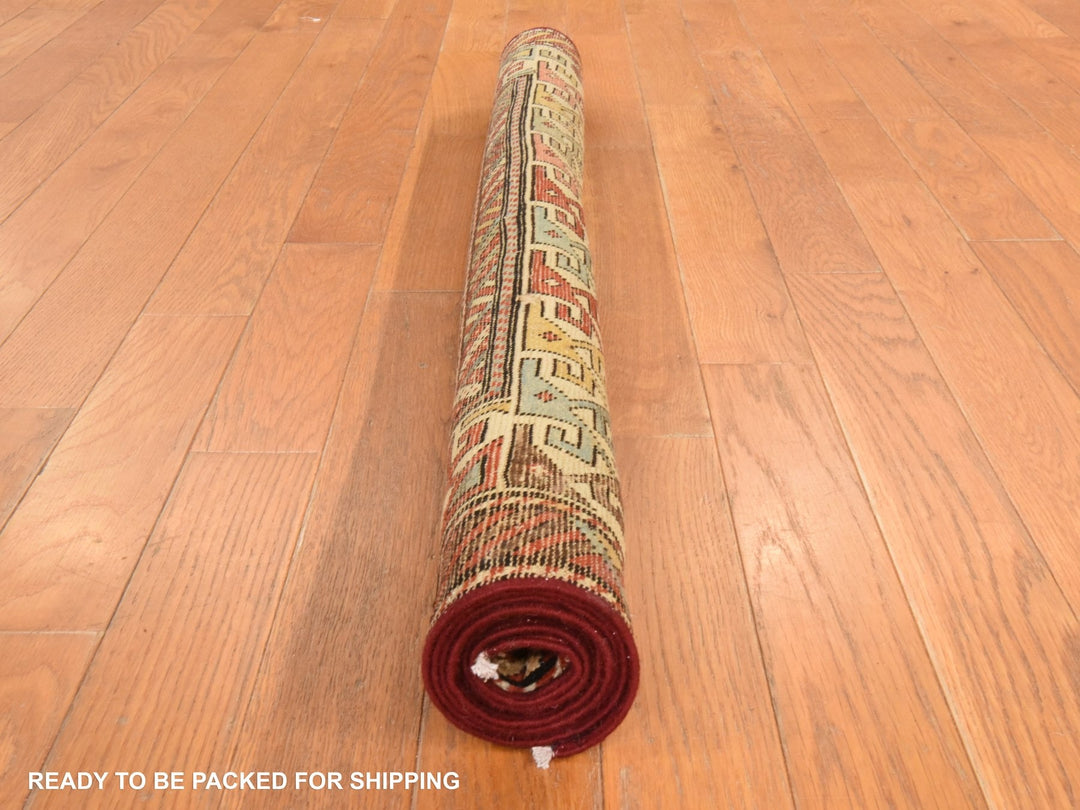 3'5" x 5'1" Vintage Hand Knotted Grey Wool Rectangle Oriental Rug - MOA10278507