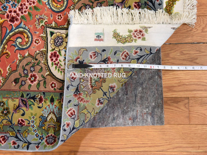 13'0" x 20'3" New Hand Knotted Ivory Wool & Silk Rectangle Oriental Rug - MOA10278508