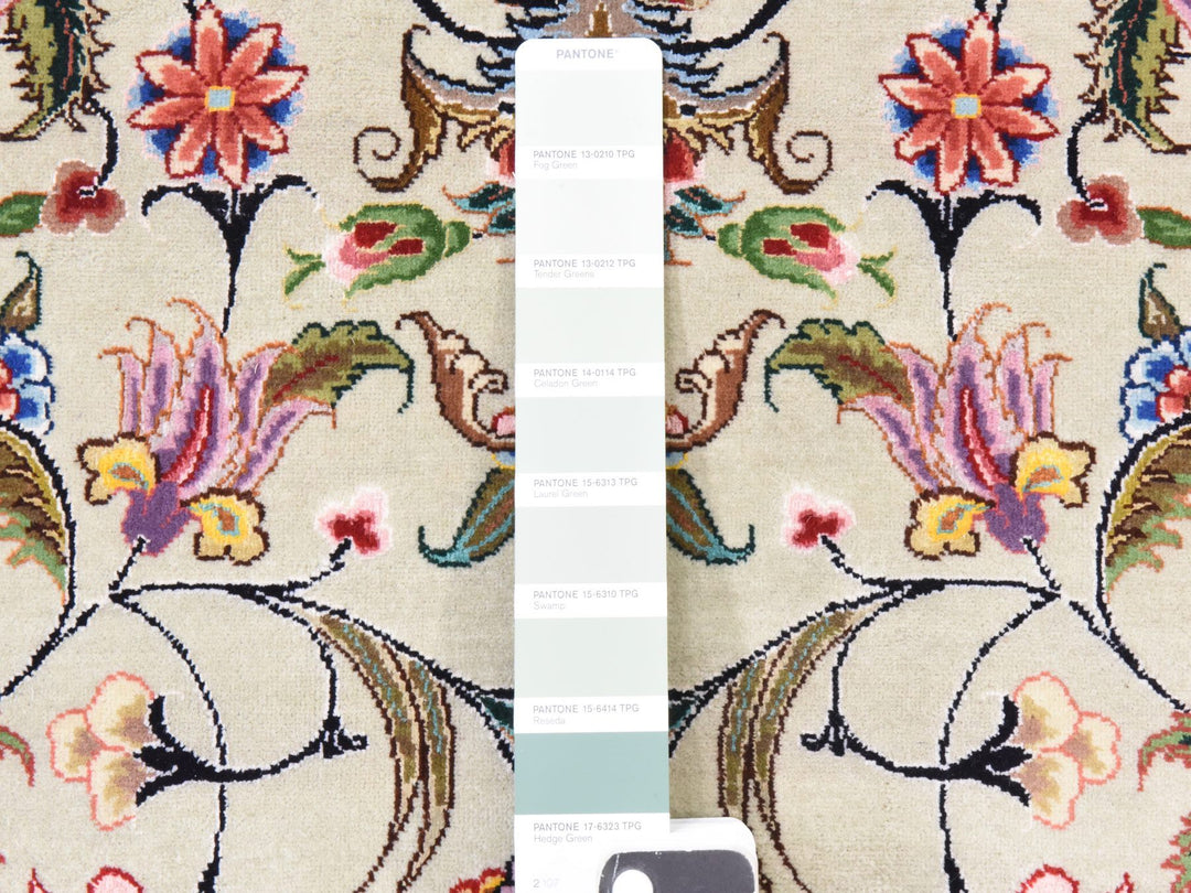 13'0" x 20'3" New Hand Knotted Ivory Wool & Silk Rectangle Oriental Rug - MOA10278508