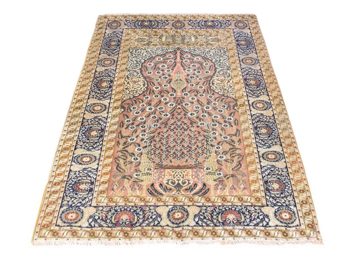 4'2" x 5'8" Vintage Hand Knotted Pink Wool Rectangle Oriental Rug - MOA10278510