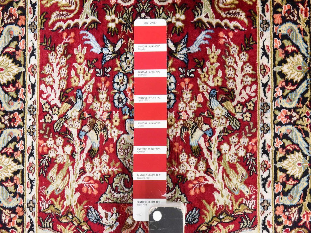 1'7" x 2'0" New Hand Knotted Red Silk Rectangle Oriental Rug - MOA10278511