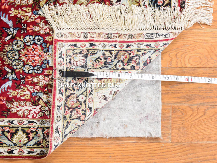 1'7" x 2'0" New Hand Knotted Red Silk Rectangle Oriental Rug - MOA10278511