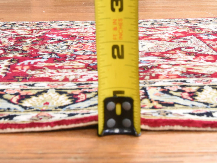 1'7" x 2'0" New Hand Knotted Red Silk Rectangle Oriental Rug - MOA10278511