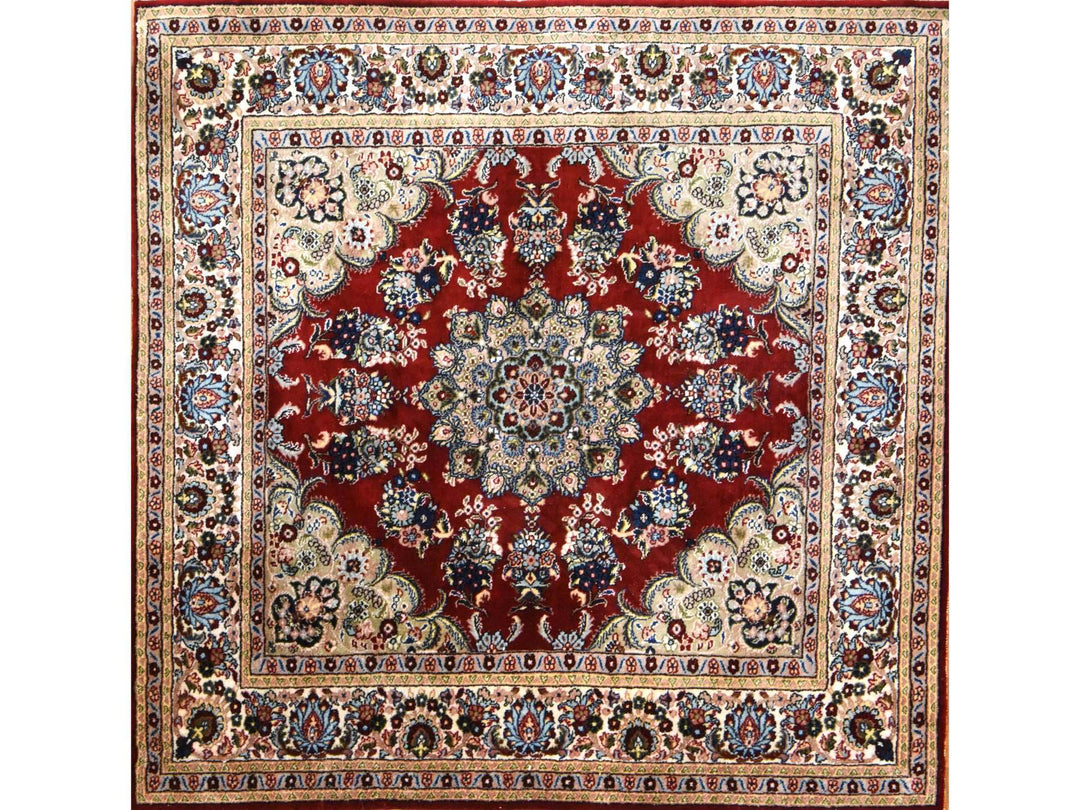 2'0" x 2'1" New Hand Knotted Red Silk Square Oriental Rug - MOA10278512