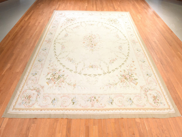 11'9" x 15'0" New Hand Woven Ivory Wool Rectangle Oriental Rug - MOA10278514