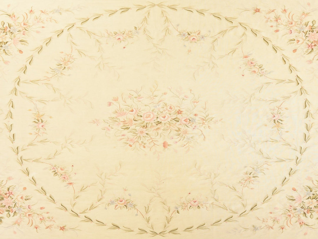 11'9" x 15'0" New Hand Woven Ivory Wool Rectangle Oriental Rug - MOA10278514