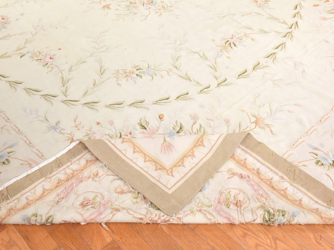 11'9" x 15'0" New Hand Woven Ivory Wool Rectangle Oriental Rug - MOA10278514