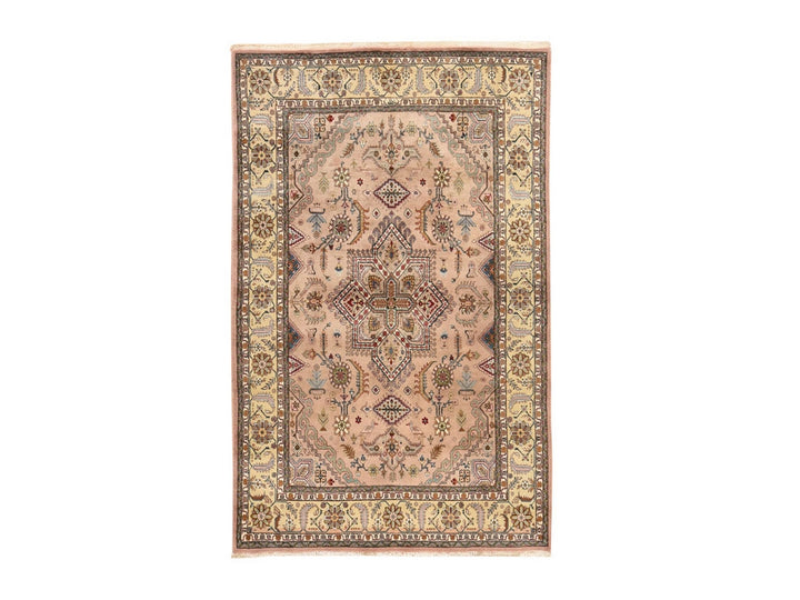 5'8" x 9'3" Vintage Hand Knotted Beige Wool Rectangle Oriental Rug - MOA10278516