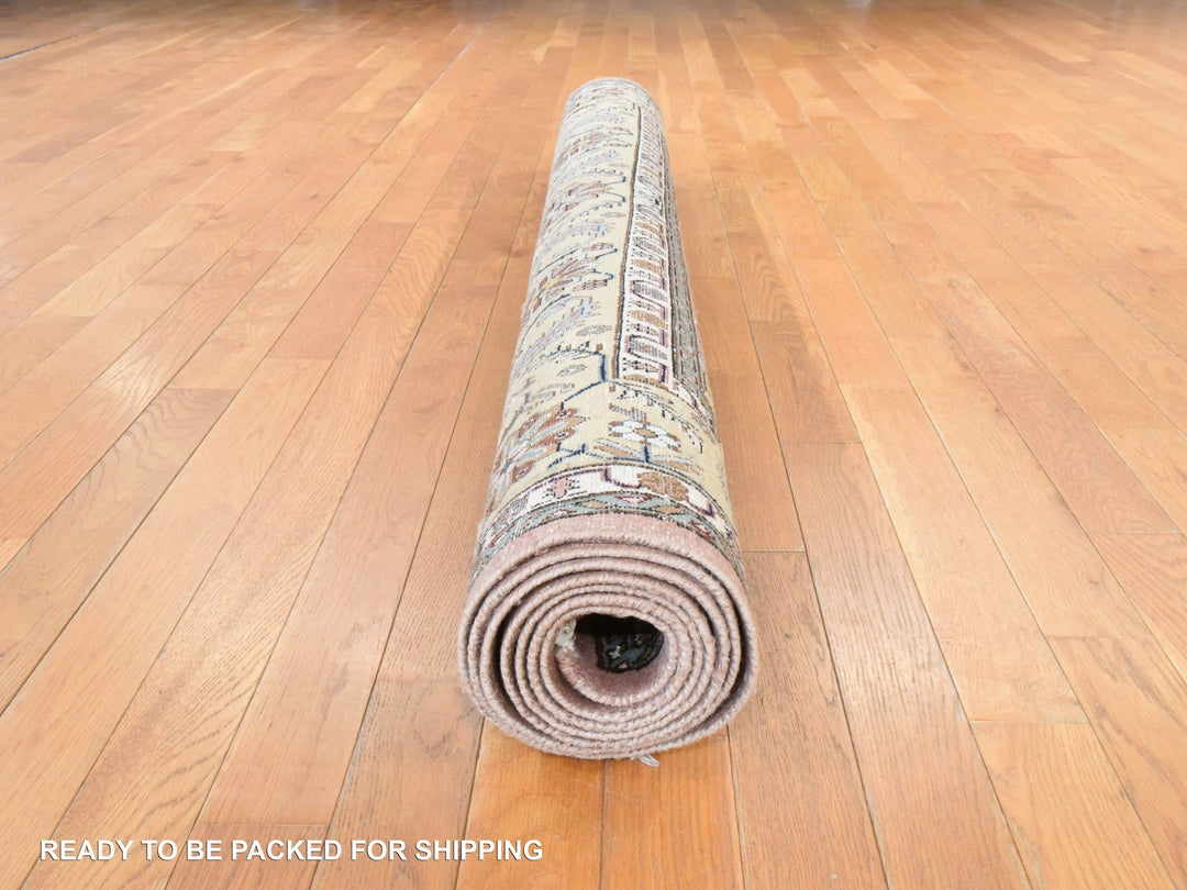 5'8" x 9'3" Vintage Hand Knotted Beige Wool Rectangle Oriental Rug - MOA10278516