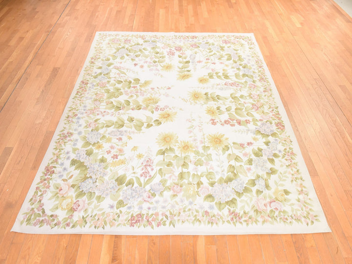 8'0" x 10'2" New Hand Knotted Ivory Wool Rectangle Oriental Rug - MOA10278517