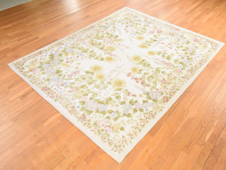 8'0" x 10'2" New Hand Knotted Ivory Wool Rectangle Oriental Rug - MOA10278517