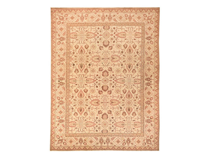 10'7" x 14'1" Vintage Hand Knotted Ivory Wool Rectangle Oriental Rug - MOA10278518