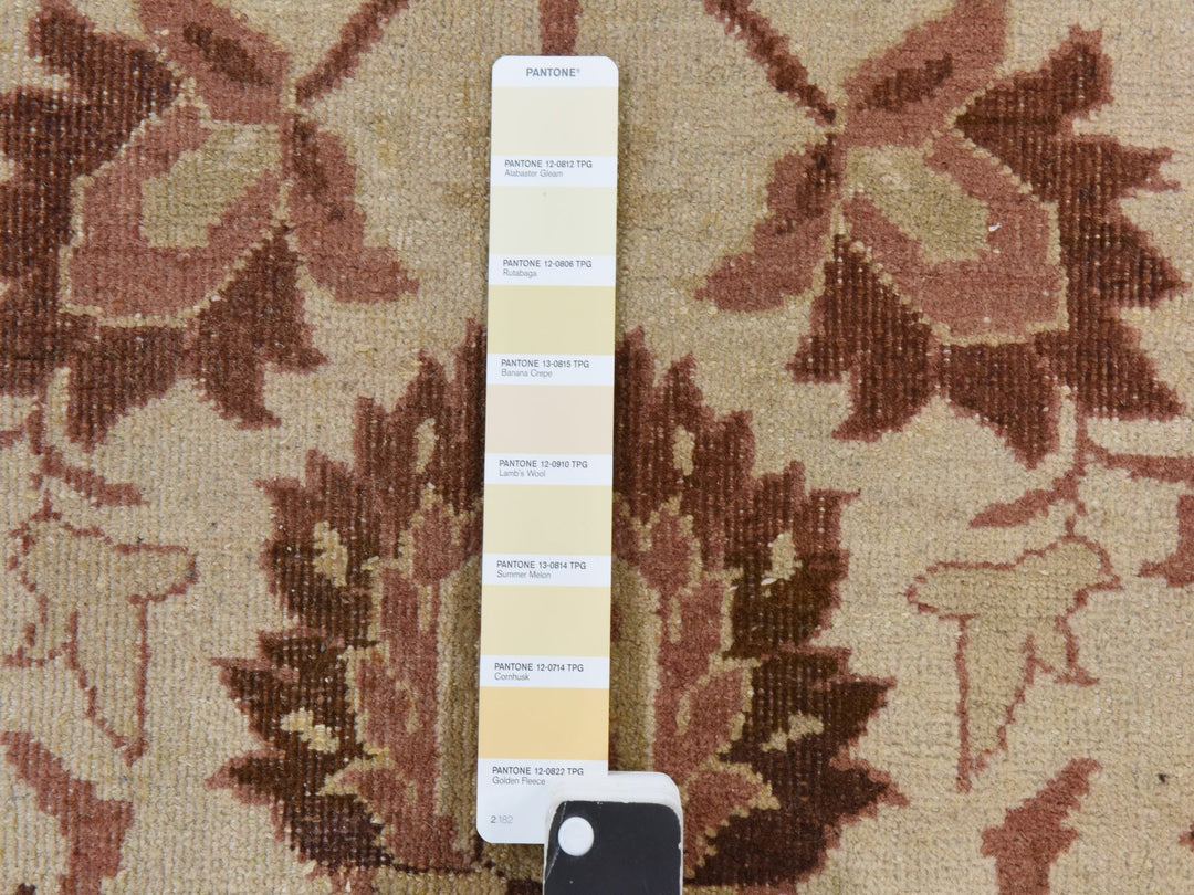 10'7" x 14'1" Vintage Hand Knotted Ivory Wool Rectangle Oriental Rug - MOA10278518