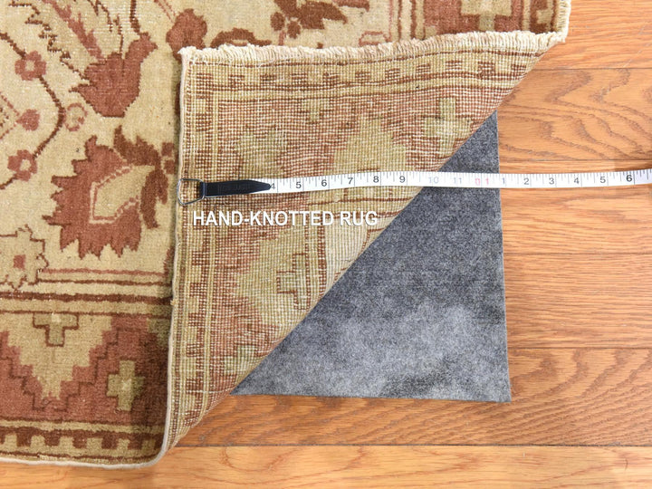 10'7" x 14'1" Vintage Hand Knotted Ivory Wool Rectangle Oriental Rug - MOA10278518