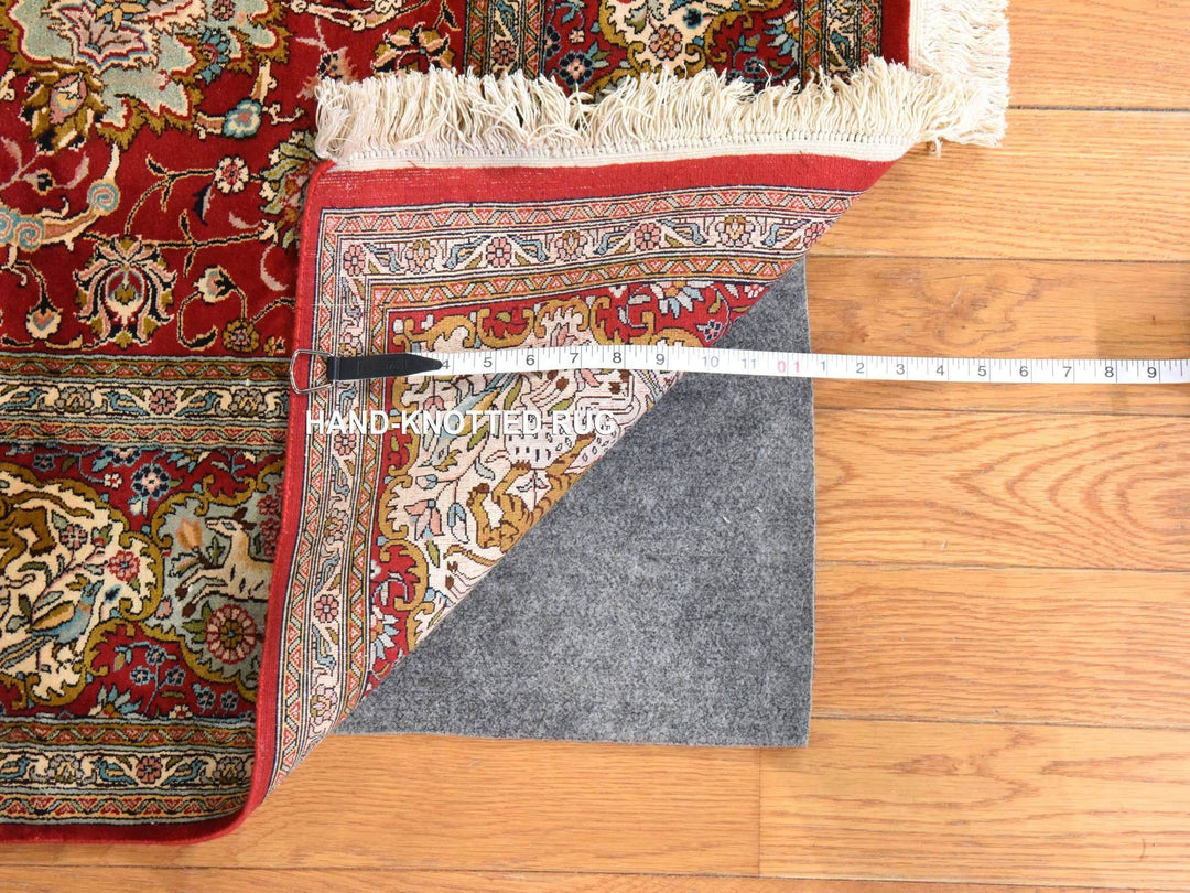 6'0" x 9'5" New Hand Knotted Red Silk Rectangle Oriental Rug - MOA10278519