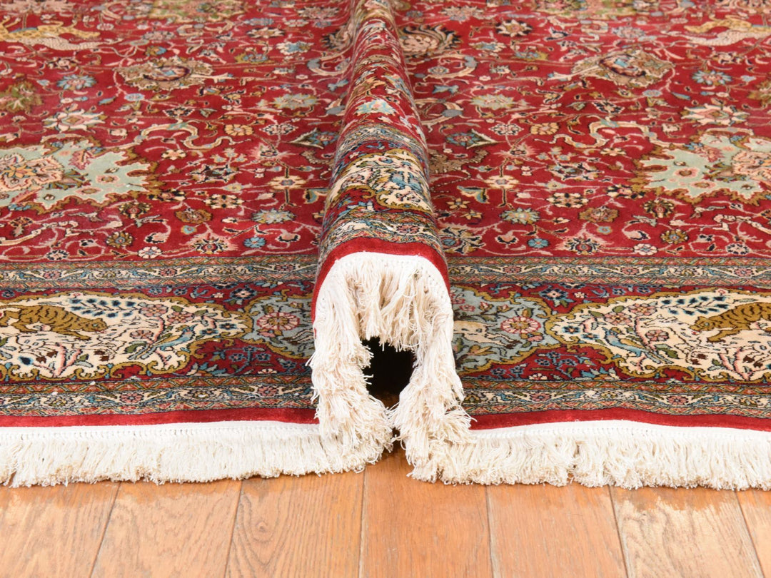 6'0" x 9'5" New Hand Knotted Red Silk Rectangle Oriental Rug - MOA10278519