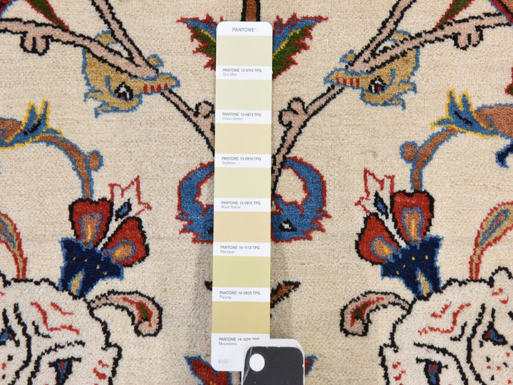 6'0" x 9'5" Vintage Hand Knotted Ivory Wool Rectangle Oriental Rug - MOA10278523