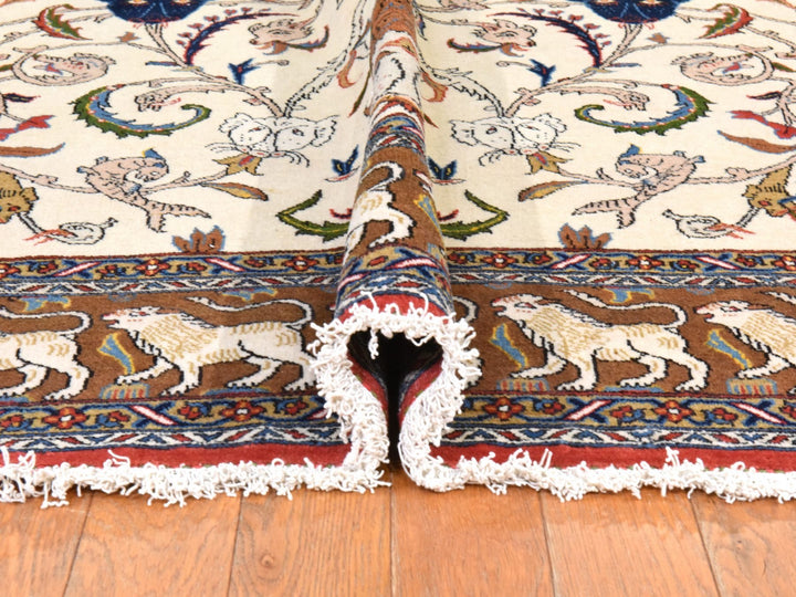 6'0" x 9'5" Vintage Hand Knotted Ivory Wool Rectangle Oriental Rug - MOA10278523