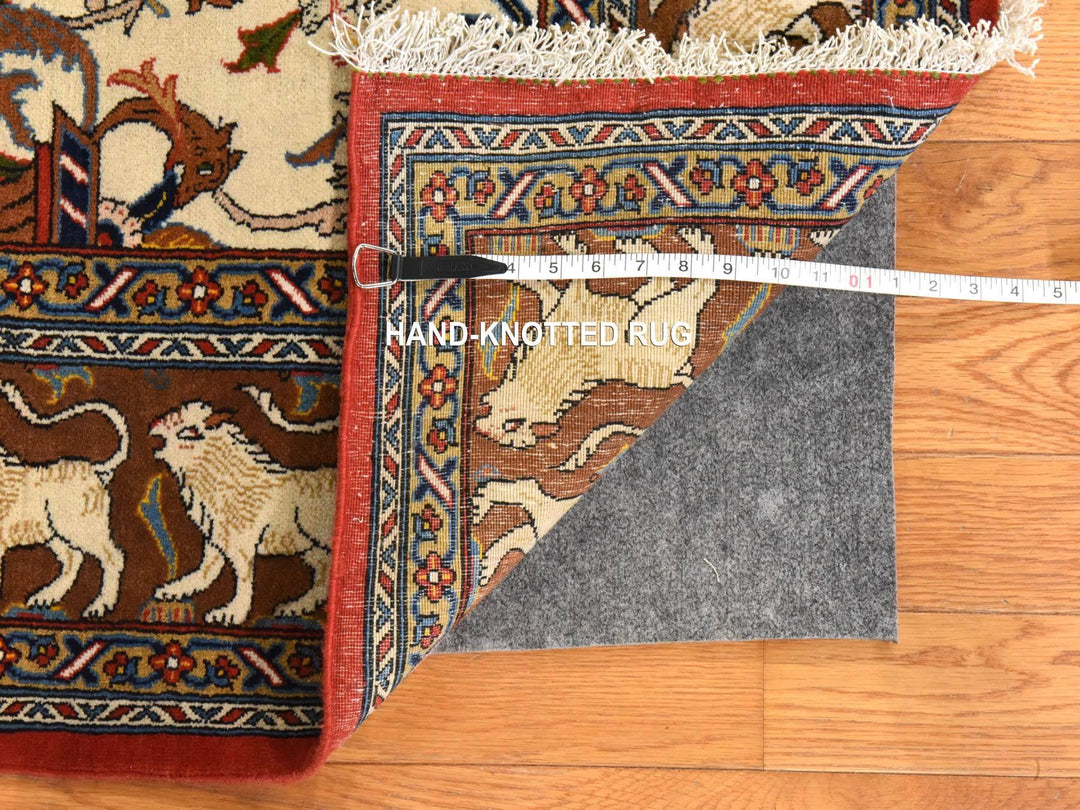 6'0" x 9'5" Vintage Hand Knotted Ivory Wool Rectangle Oriental Rug - MOA10278523