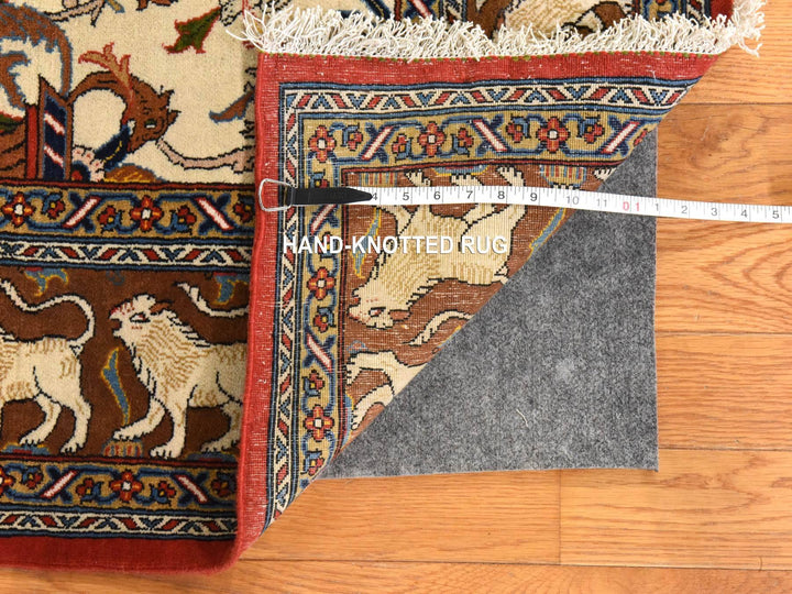 6'0" x 9'5" Vintage Hand Knotted Ivory Wool Rectangle Oriental Rug - MOA10278523