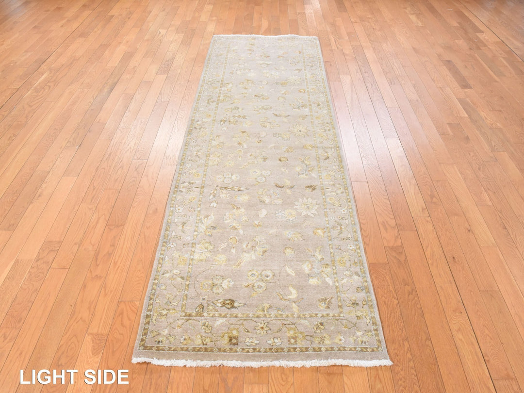 3'0" x 9'4" New Hand Knotted Brown Wool & Silk Runner Oriental Rug - MOA10278528