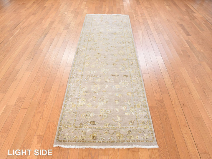 3'0" x 9'4" New Hand Knotted Brown Wool & Silk Runner Oriental Rug - MOA10278528