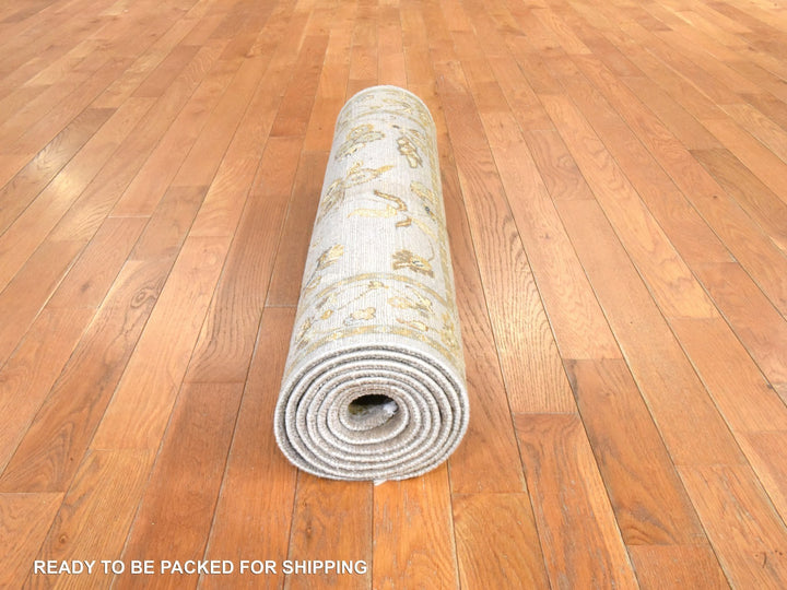 3'0" x 9'4" New Hand Knotted Brown Wool & Silk Runner Oriental Rug - MOA10278528