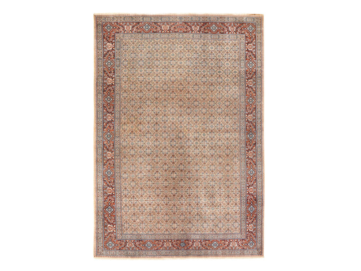 6'7" x 9'10" Vintage Hand Knotted Ivory Wool Rectangle Oriental Rug - MOA10278529
