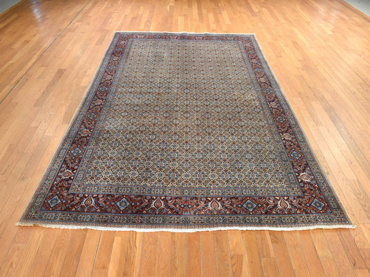 6'7" x 9'10" Vintage Hand Knotted Ivory Wool Rectangle Oriental Rug - MOA10278529